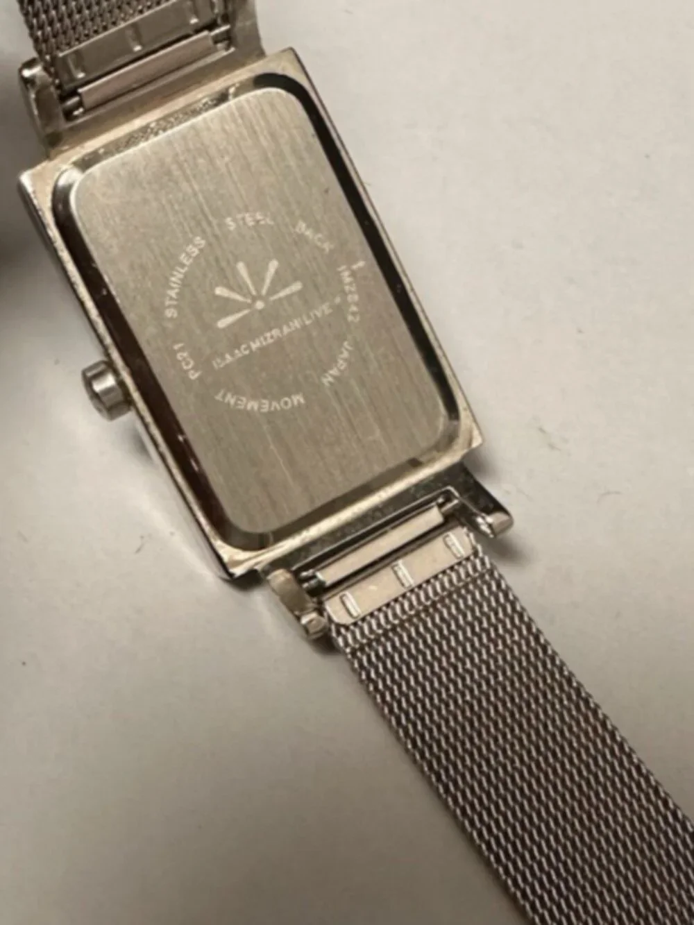 Isaac Mizarhi Live Watch Women Silver Tone Rectangle Dial Mesh Band New Battery